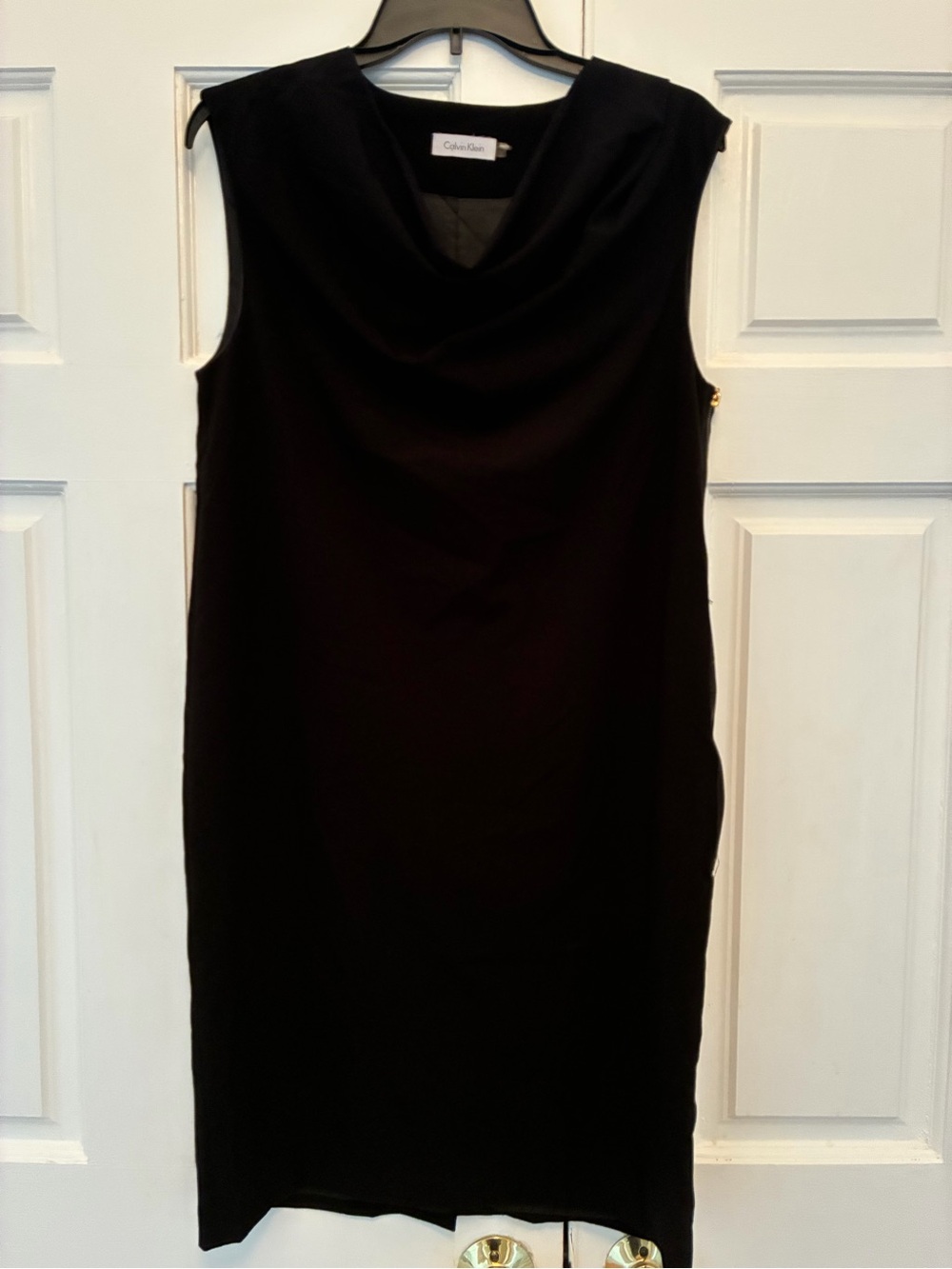 Calvin Klein Black Sleeveless Cowl Neck Sheath Dress